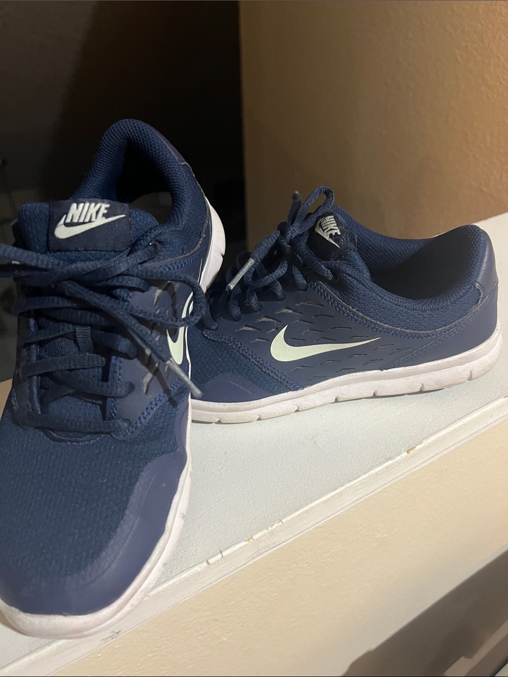 Nike Kids Navy and White Mesh Athletic Sneakers